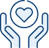 Drawn image of two hands holding a heart in a circle
