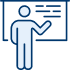 Drawn image of a person pointing to a presentation