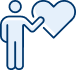 Drawn image of a person pointing to a heart