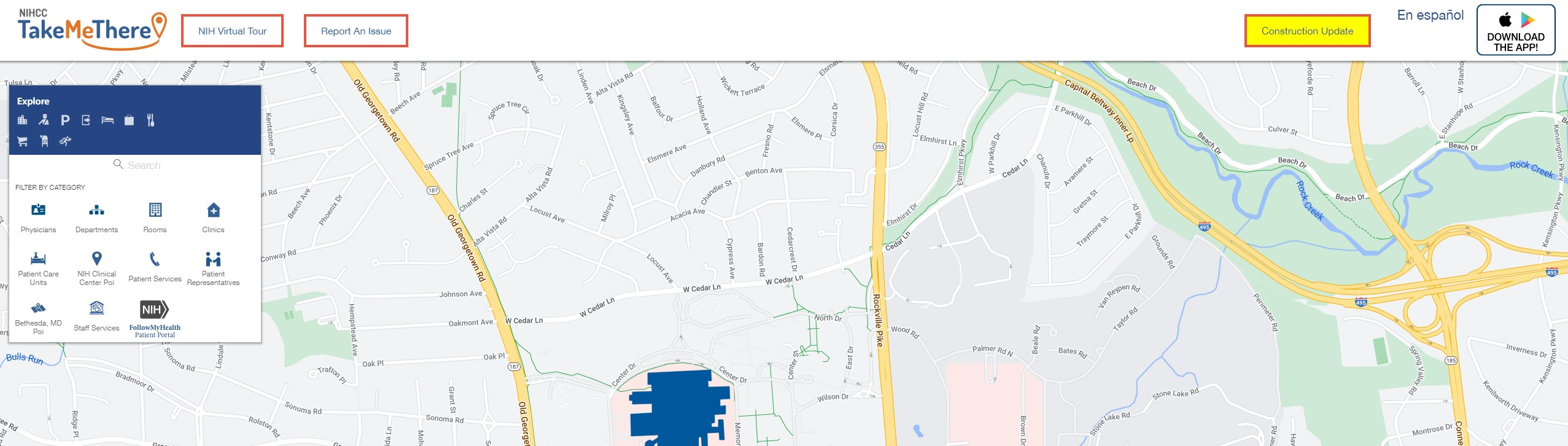 TakeMeThere map of the area surrounding the CC