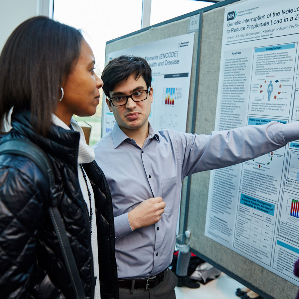 fellows looking at a poster