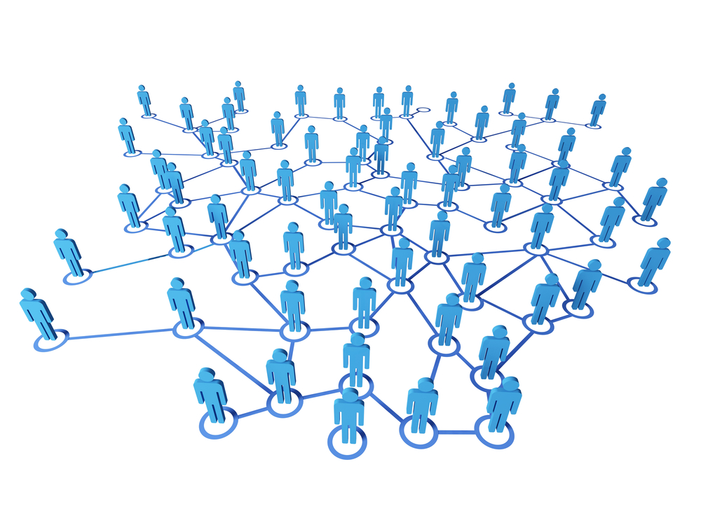 illustration of people joined together by a network.