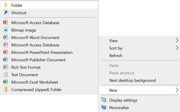 create a folder drop down windows