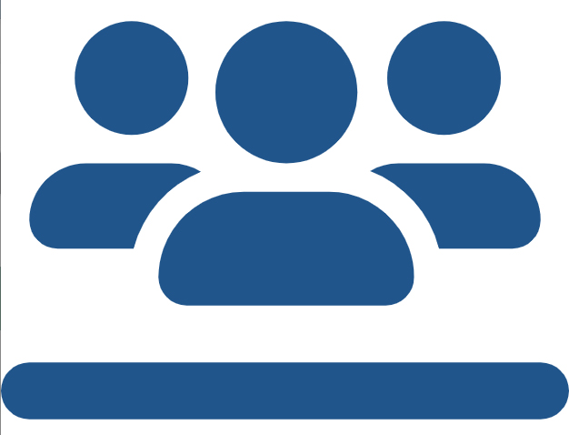 blue three person interest group icon