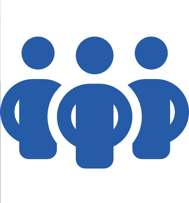 blue three person team icon