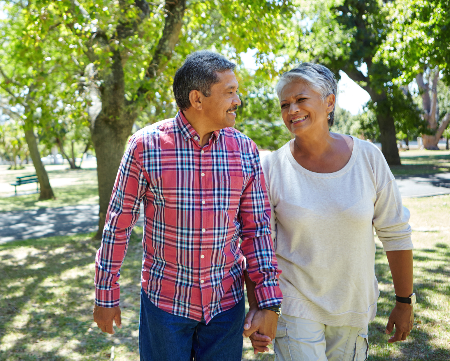 Adult couple walking outdoors