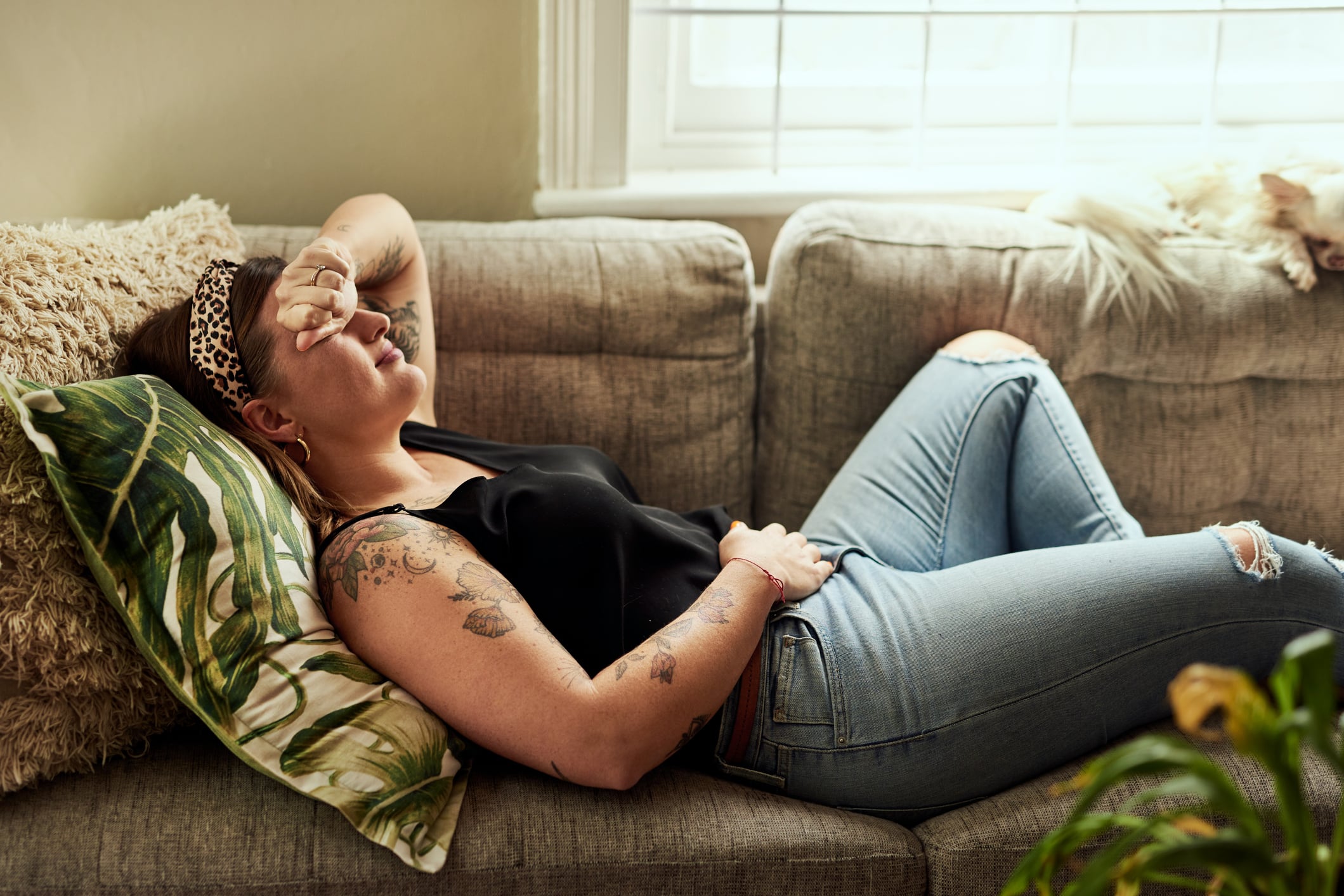 Woman with an upset stomach