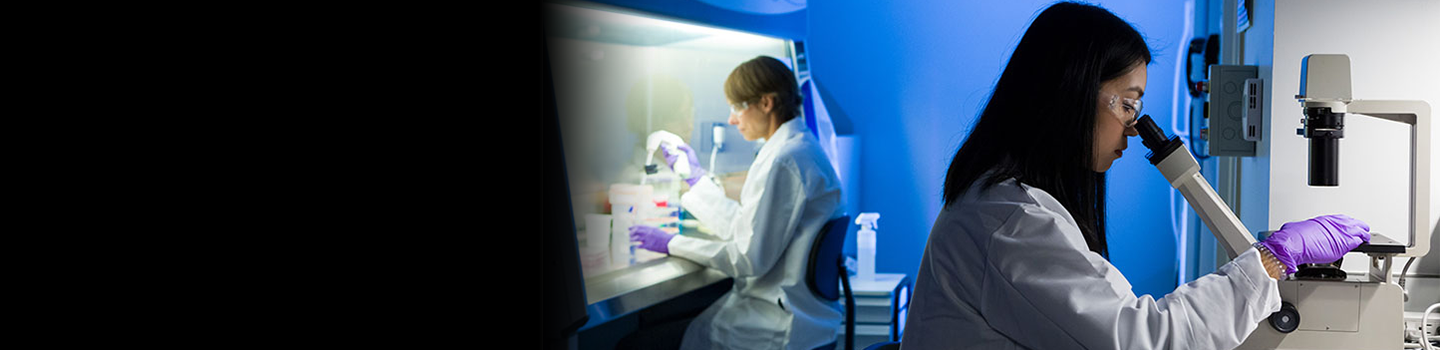 NCATS scientists inspect microscope slides