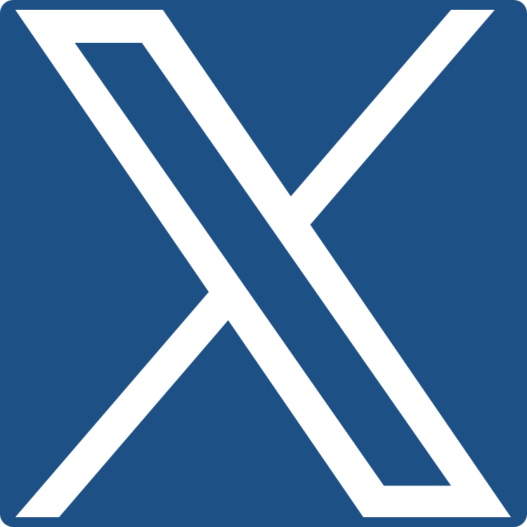 Logo featuring a stylized white letter 