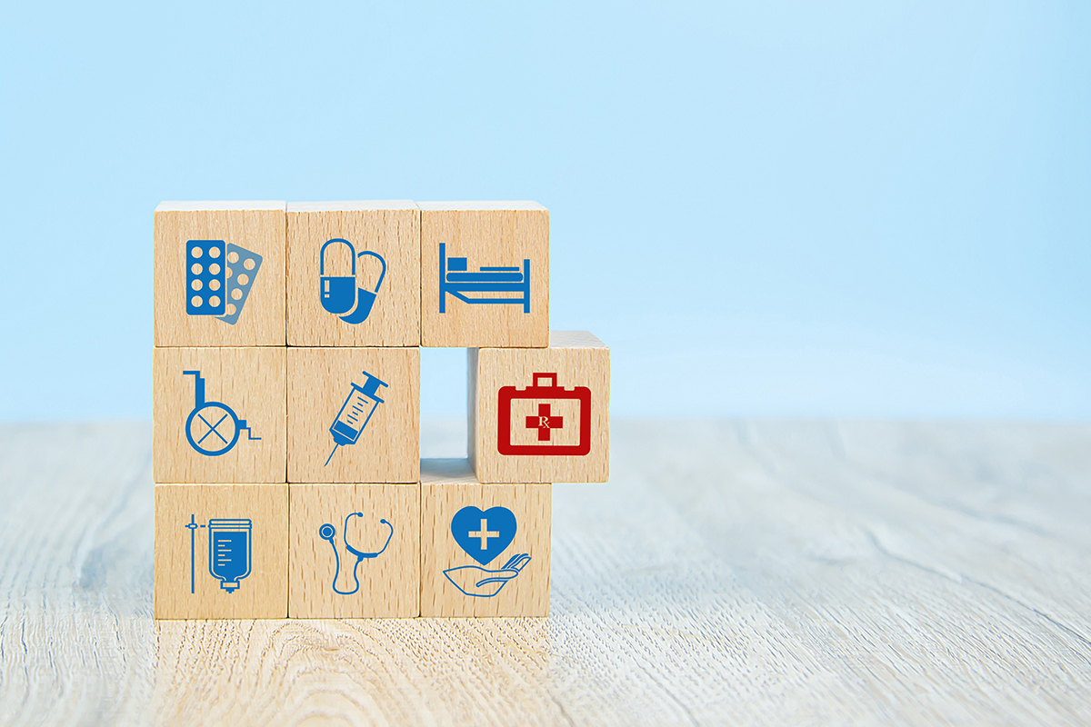 Building blocks with medical-related images