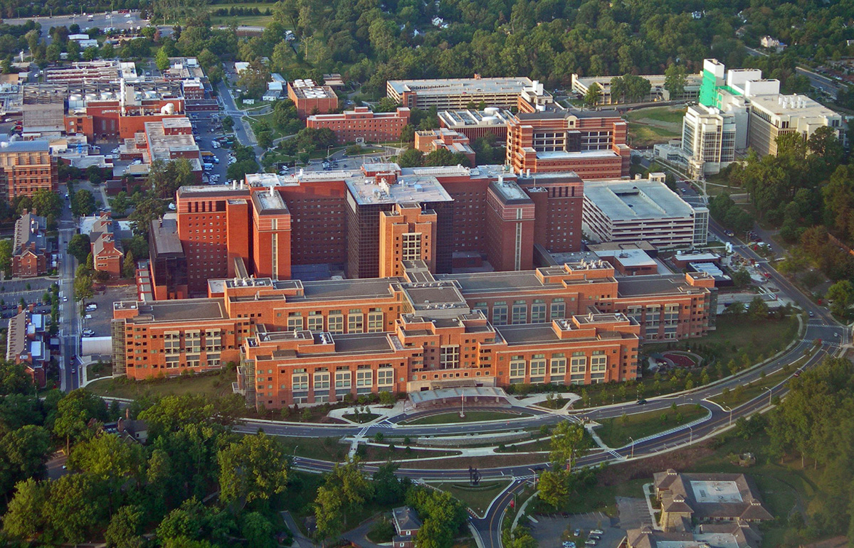 Aerial image of the NIH Clinical Center