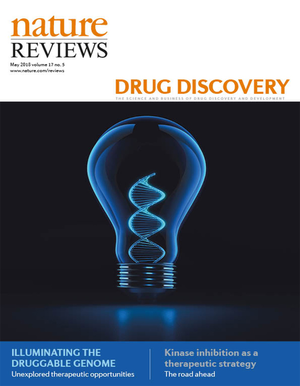 Photo of Cover of Nature Review Drug Discovery, May 2018