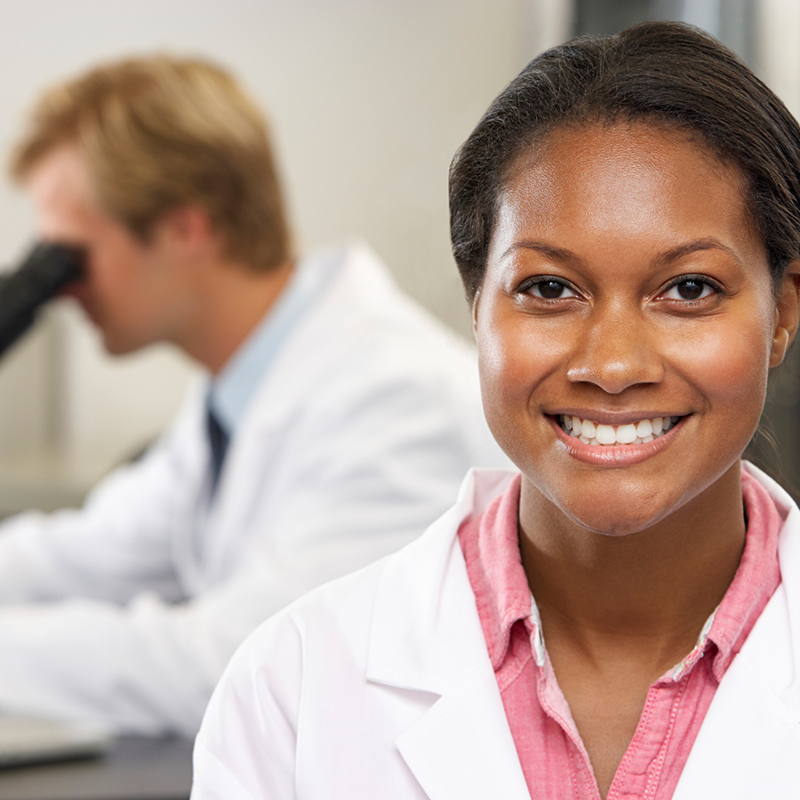 Smiling woman researcher