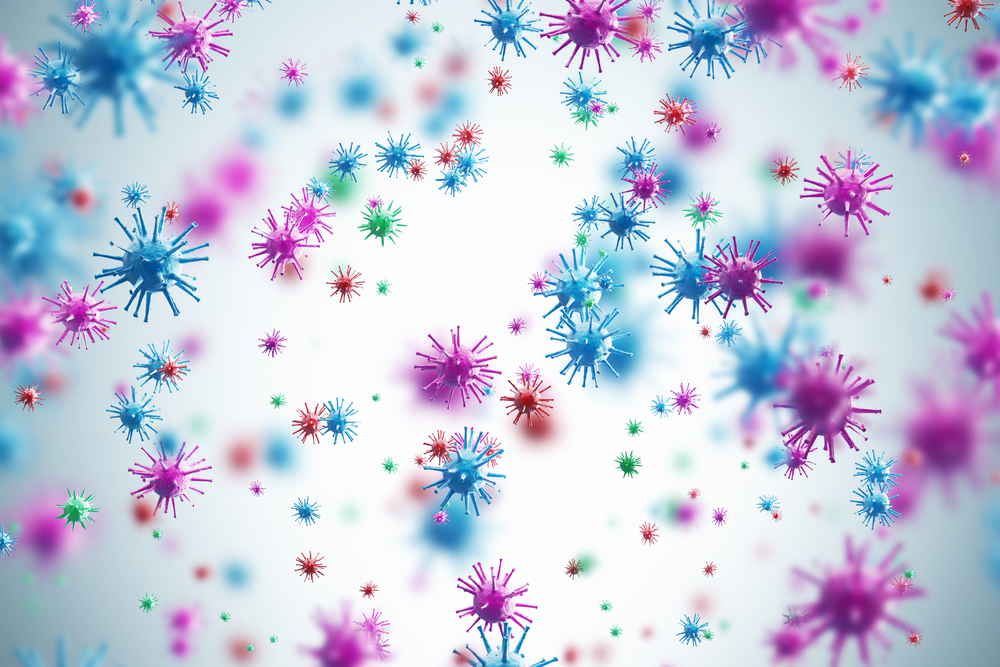 Illustration of colorful viruses.