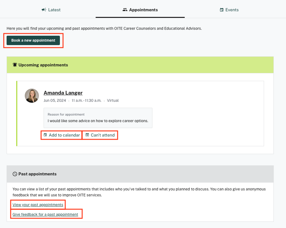 4 - Appointments tab