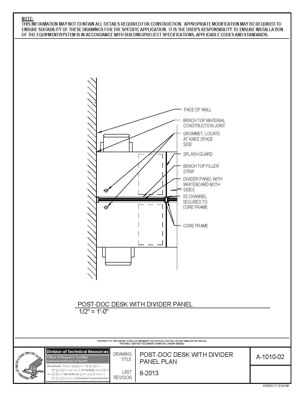 A-1010-02 Post-Doc Desk With Divider Panel Section
