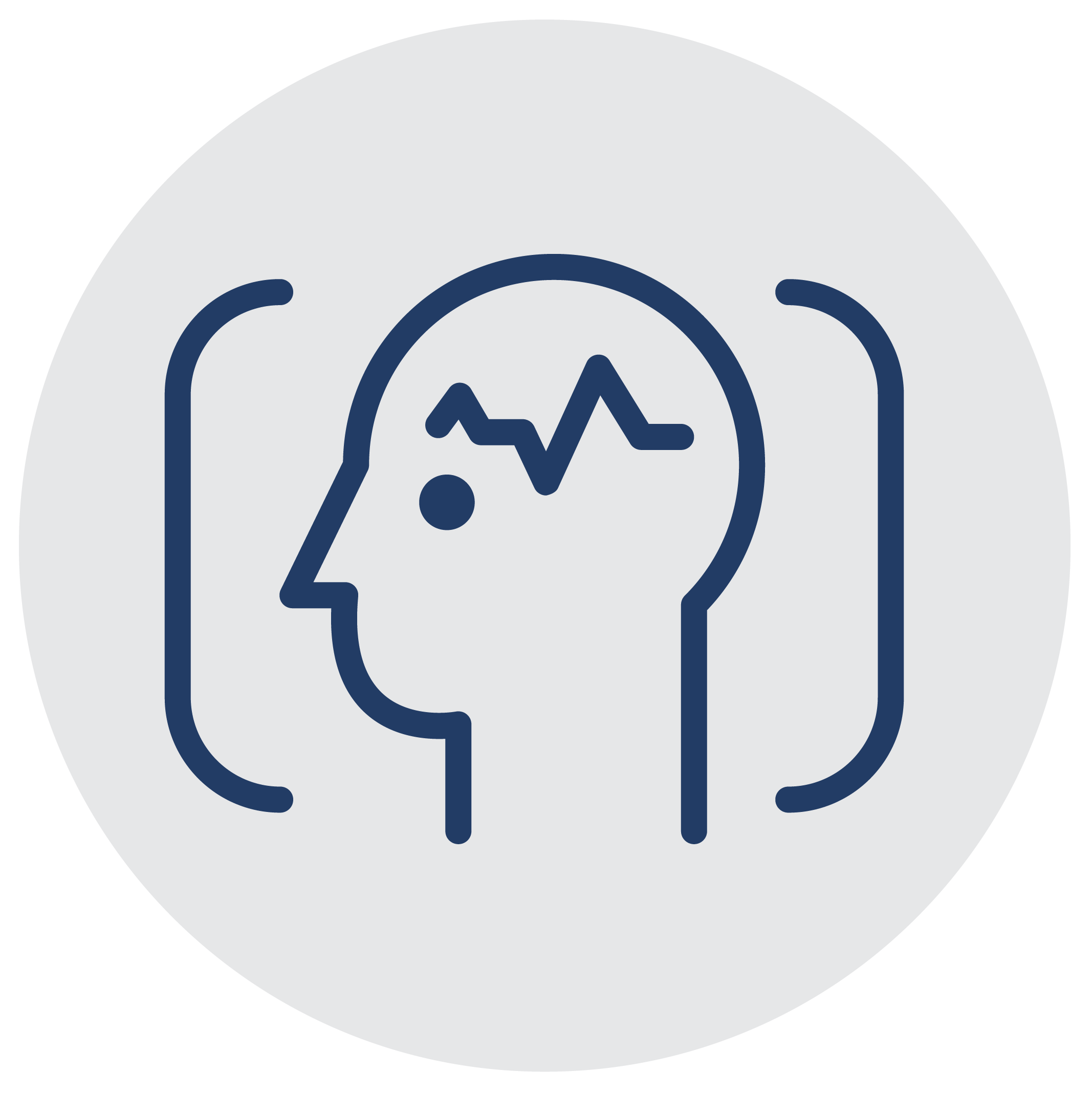 Head icon with a graphic showing brain function