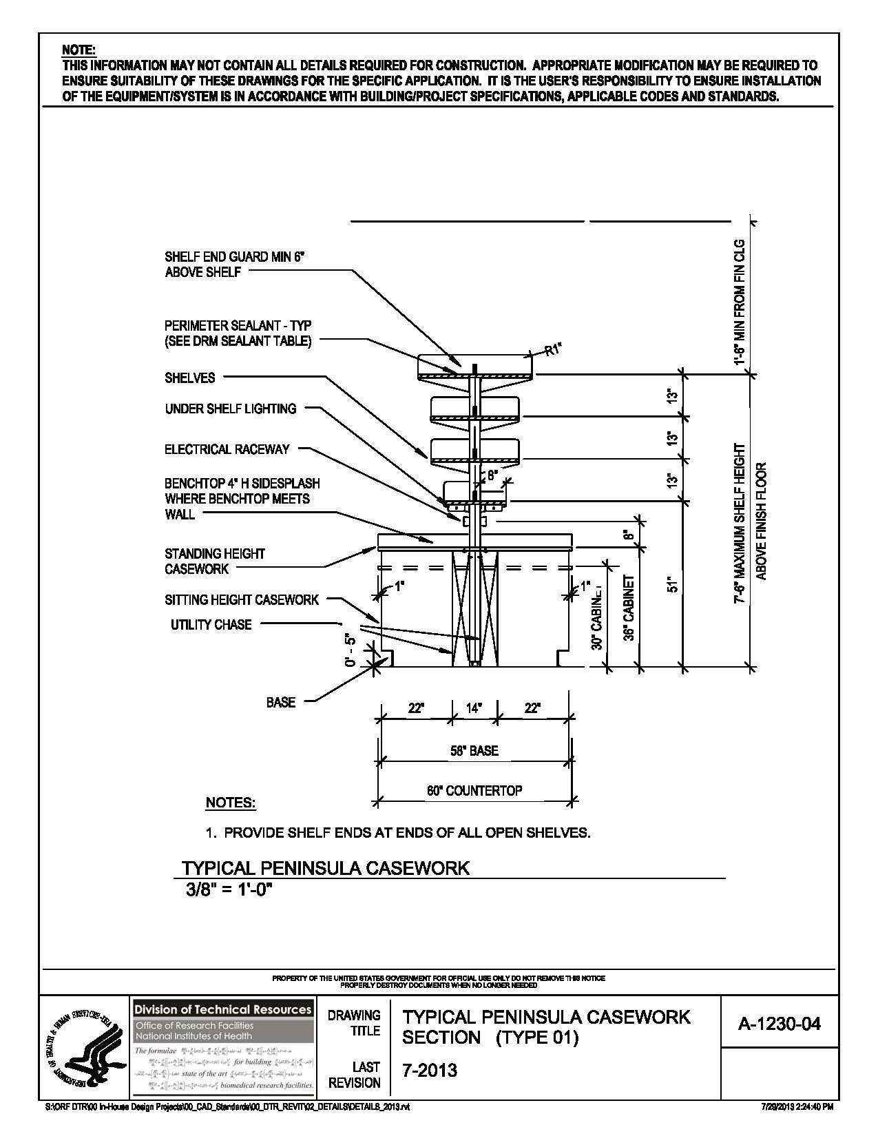Typical Peninsula Casework Section Type 01