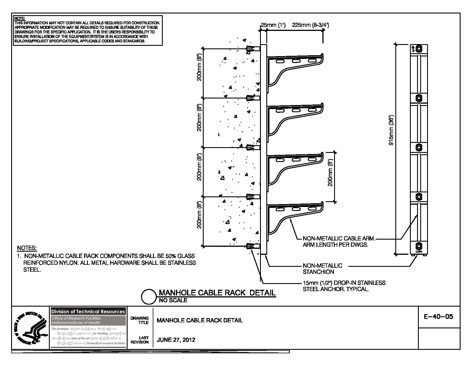 Thumbnail of E-40-05 Manhole Cable Rack Detail