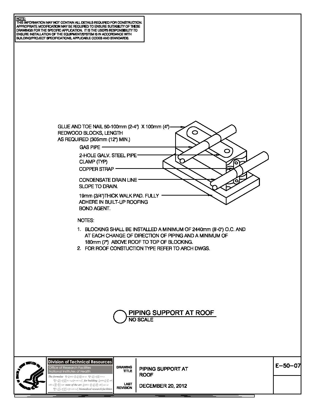 Thumbnail of E-50-07 Piping Support at Roof