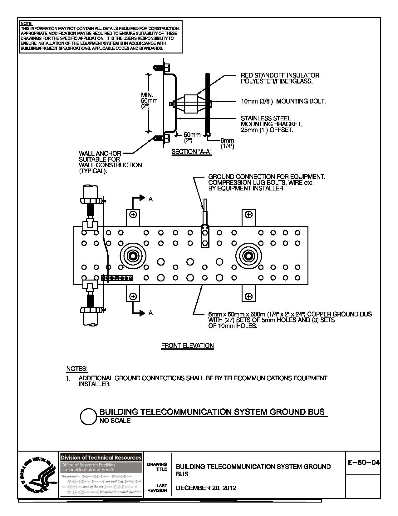Thumbnail of E-60-04 Building Telecommunication System Ground Bus