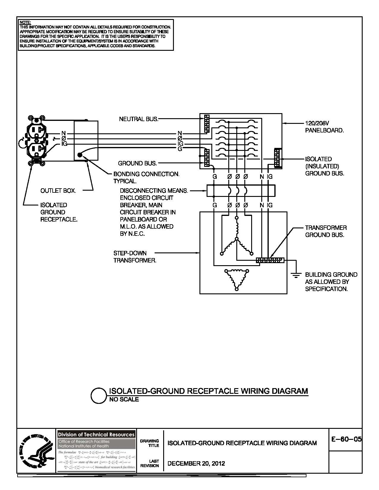 Thumbnail of E-60-05 Isolated Ground Receptacle Wiring Diagram