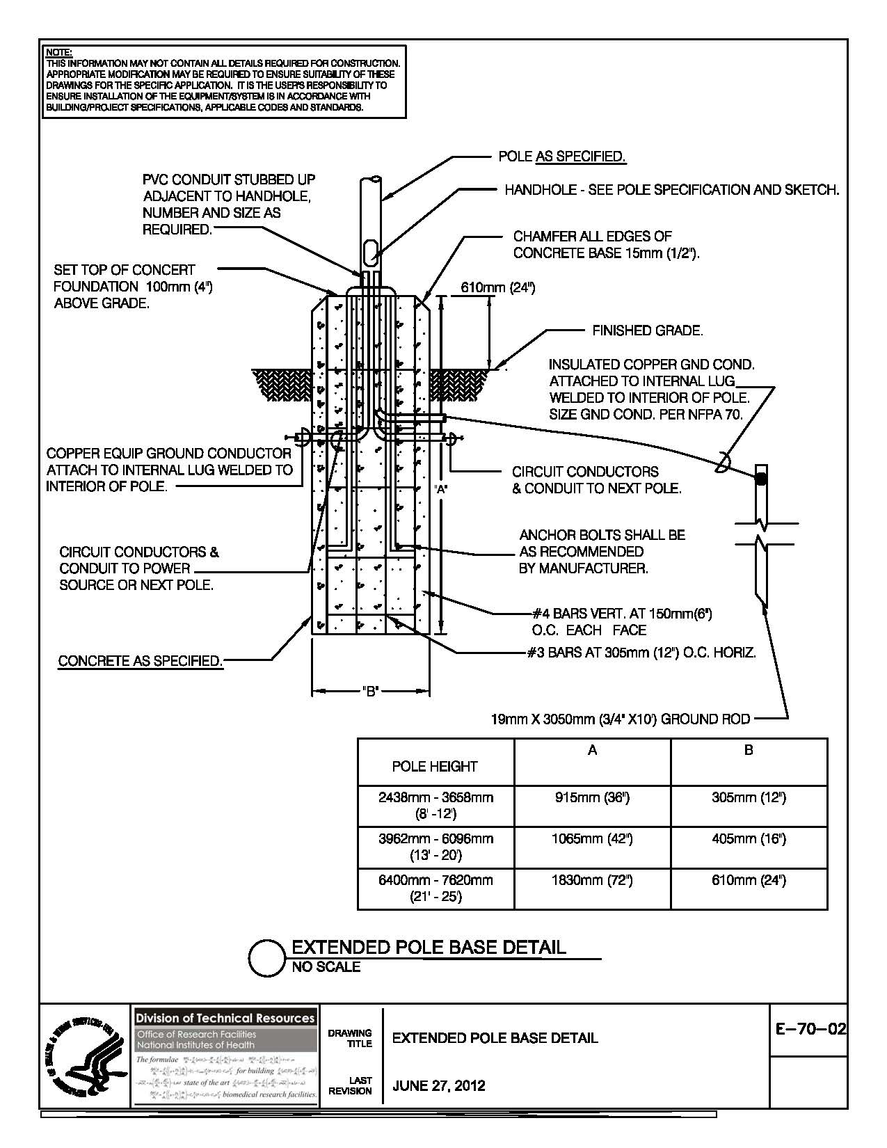 Thumbnail of E-70-02 Extended Pole Base Detail