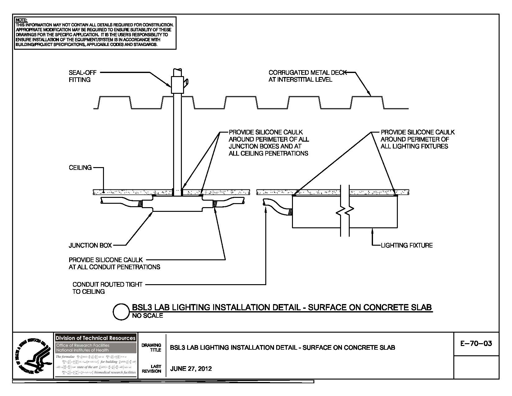 E-70-03 BSL3 Lab Lighting Installation
