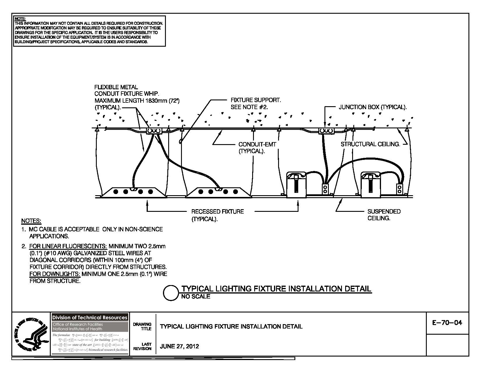 thumbnail of E-70-04 Typical Lighting Fixture Installation Detail