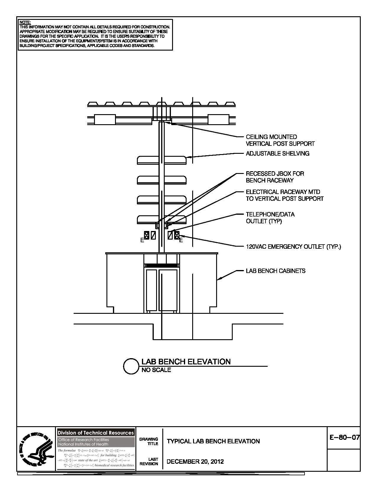 Thumbnail of E-80-07 Typical Lab Bench Elevation