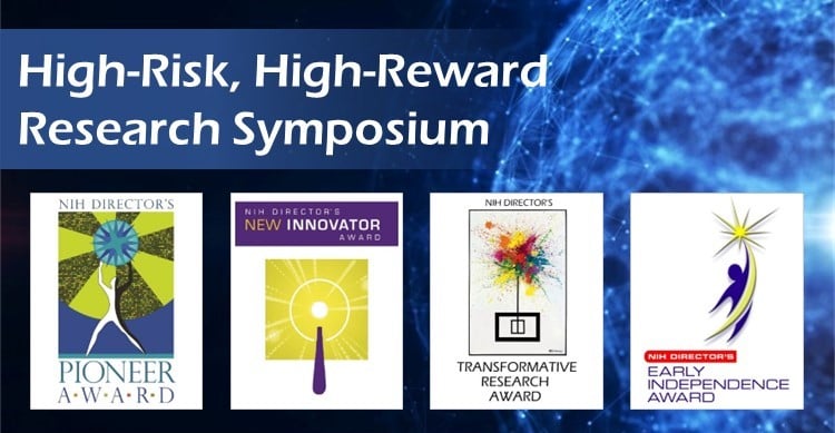 High-Risk, High-Reward Research Symposium Banner with Four logos of the High-Risk, High-Reward Research NIH Director's Awards.