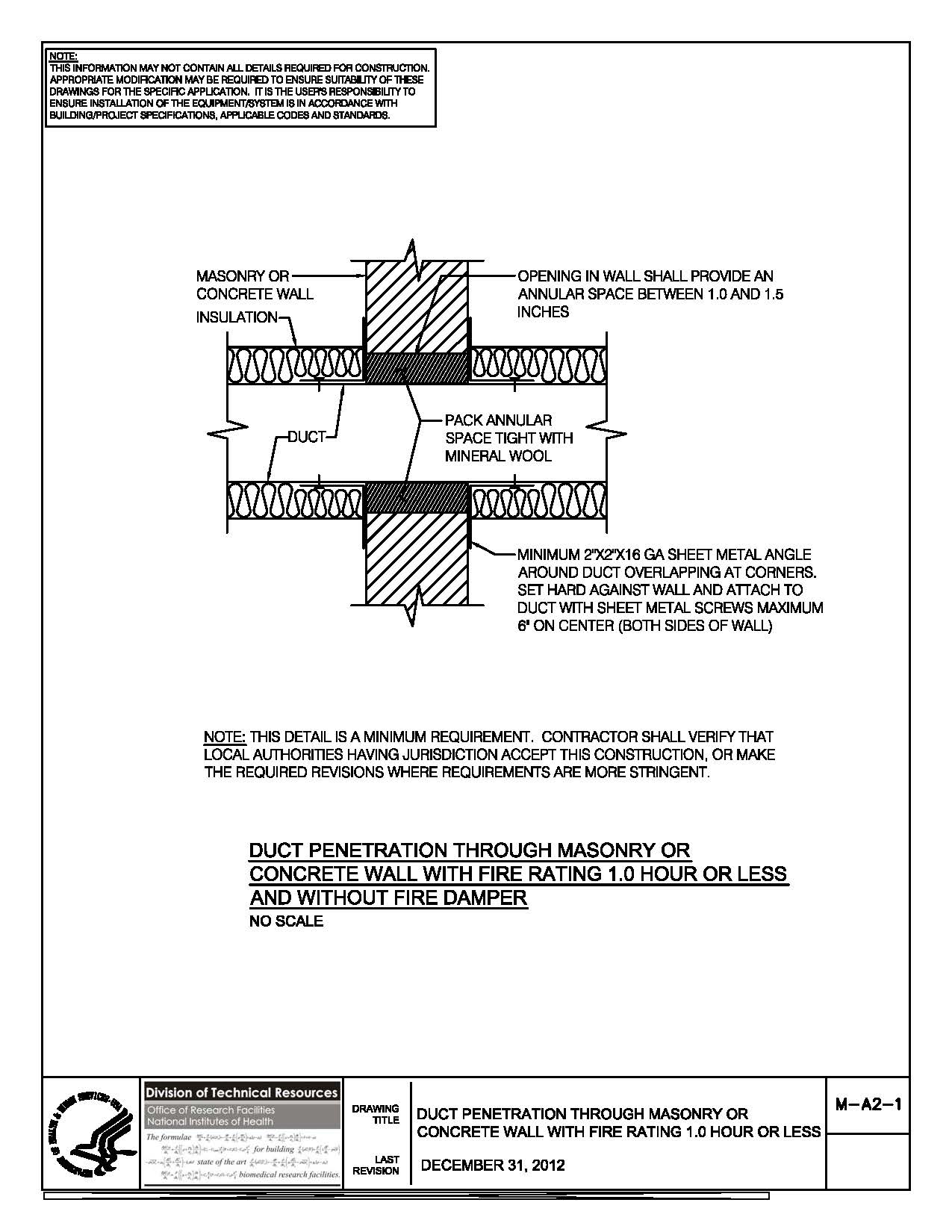 Thumbnail of M-A2-1 Duct Penetration through Masonry or Concrete