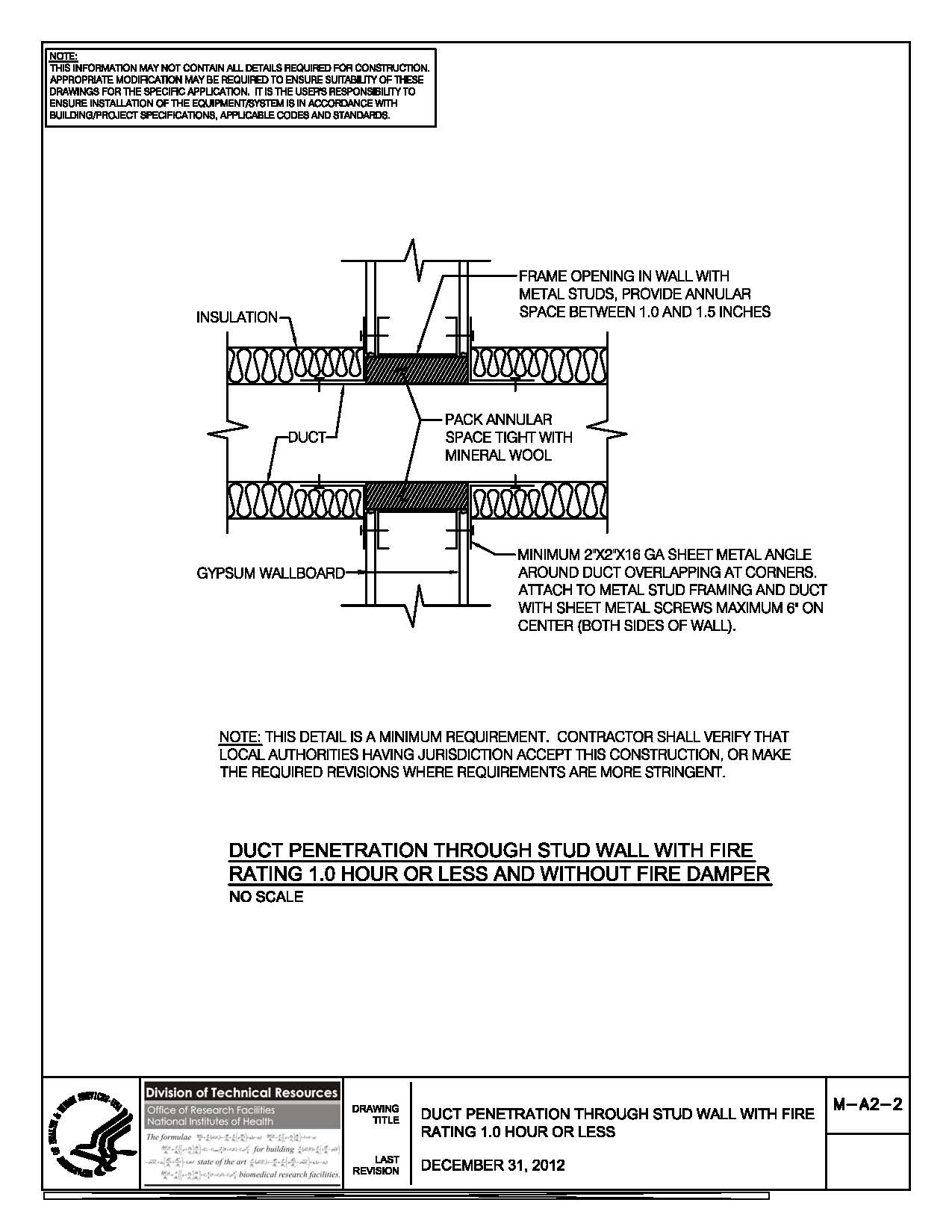 Thumbnail of M-A2-2 Duct Penetration through Stud Wall