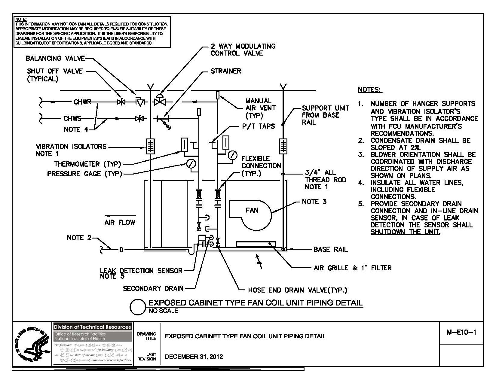 Thumbnail of M-E10-1 Exposed Cabinet Type Fancoil Unit Piping Detail