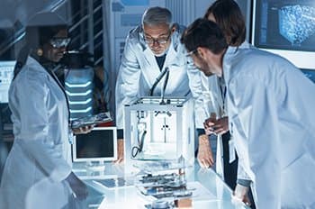 Researchers working in a laboratory