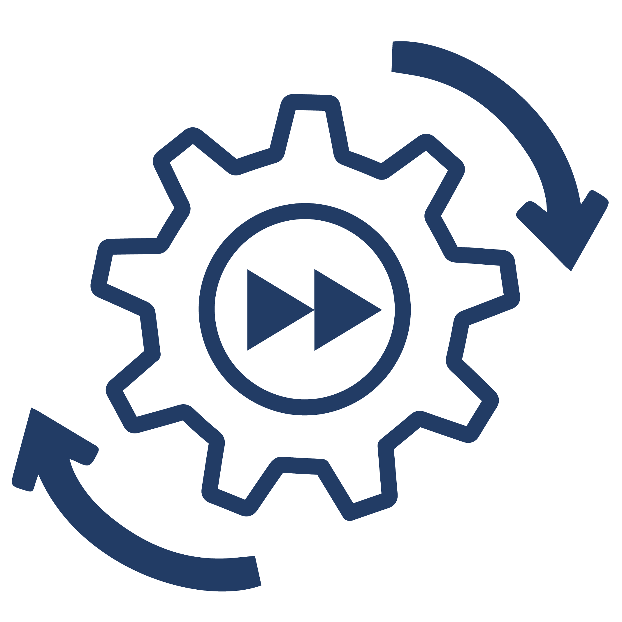 gear turning with play button
