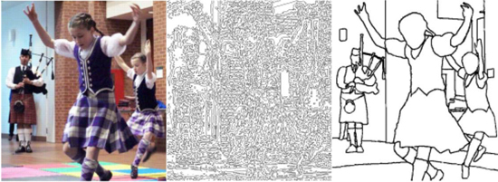 A set of three photos that show how our brains recognize objects.