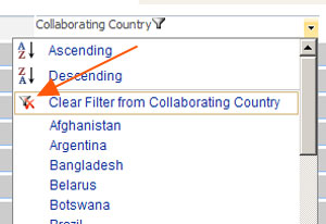 screen capture of removing filter