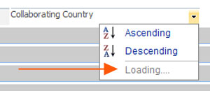 screen capture of waiting for list of countries to load