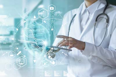 clinician with tablet 