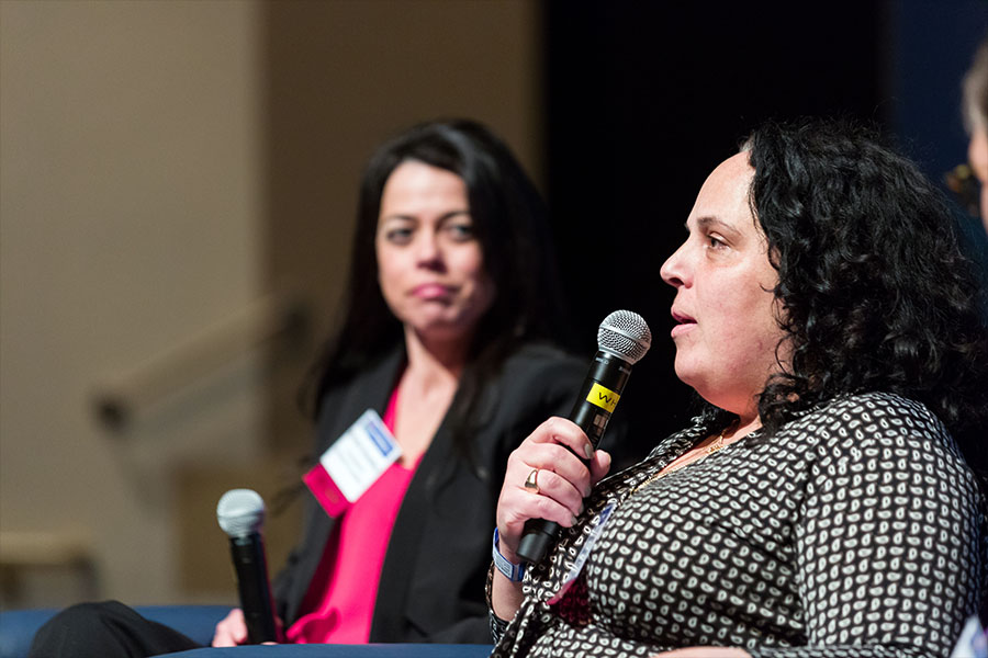 Kristin Smedley and Maria Kefalas participating on a panel.