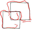Squares that have been traced.