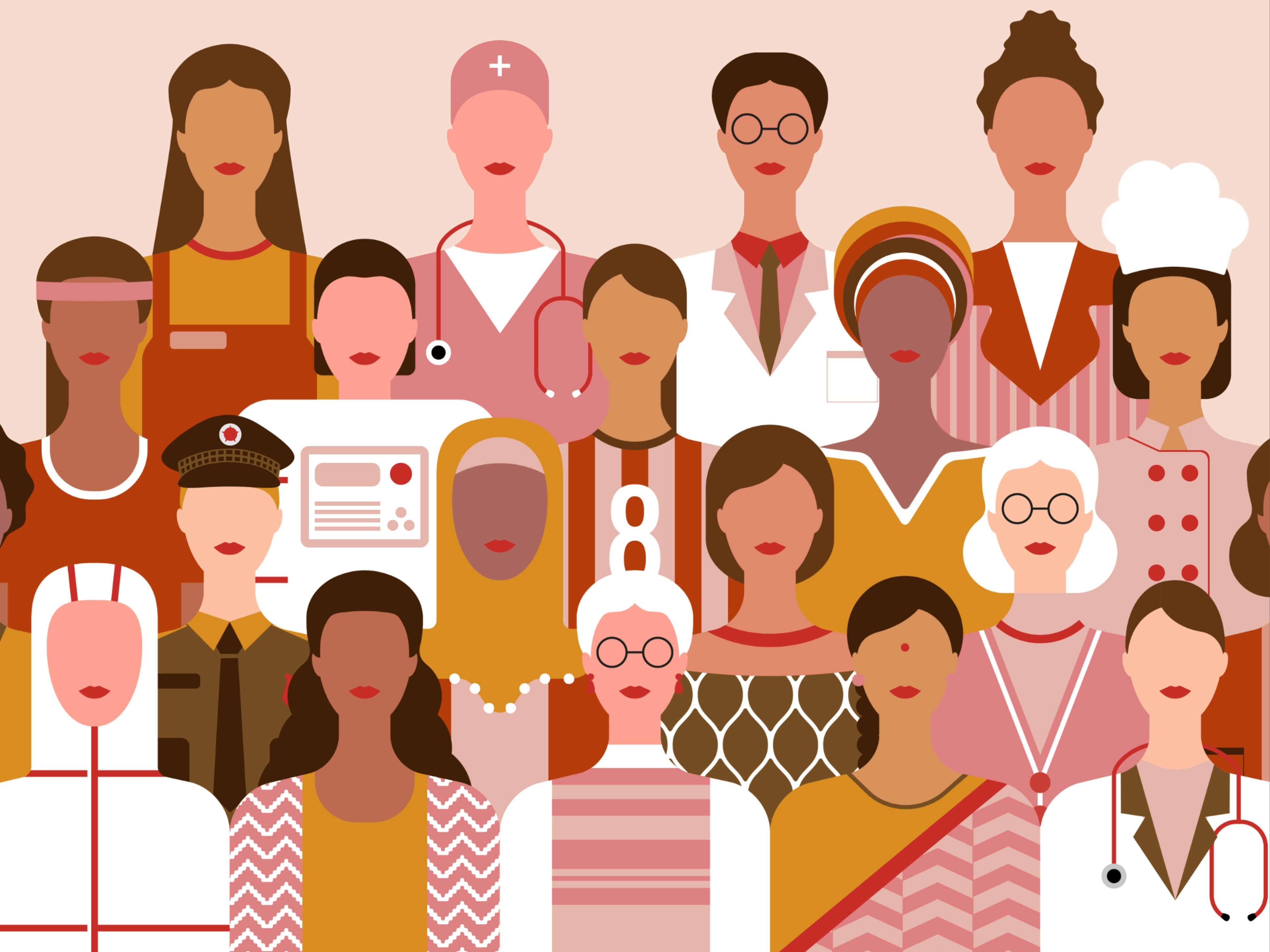Women in various uniforms and careers, showcasing diversity and empowerment.