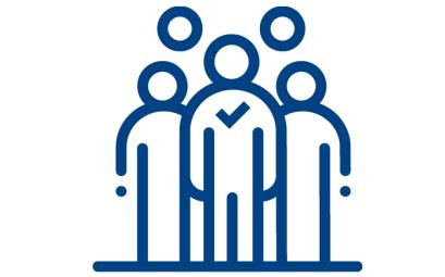 blue icon of a group of people