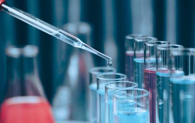 glass laboratory test tubes with liquid 
